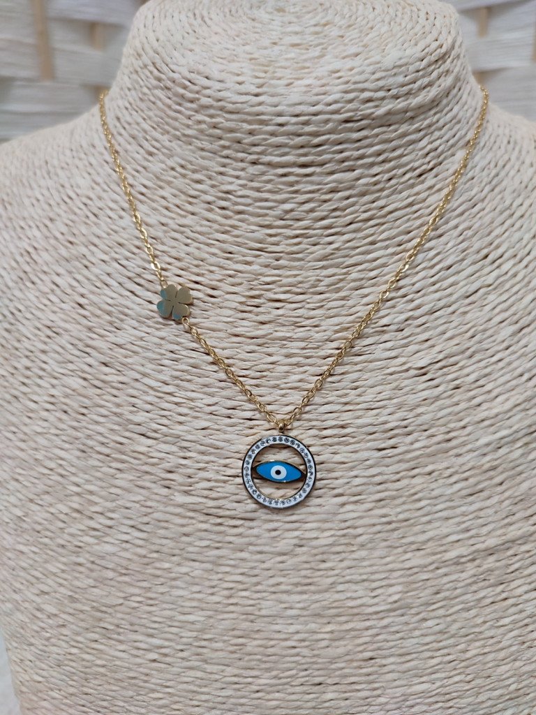 COLLAR OJO TURQUESA.