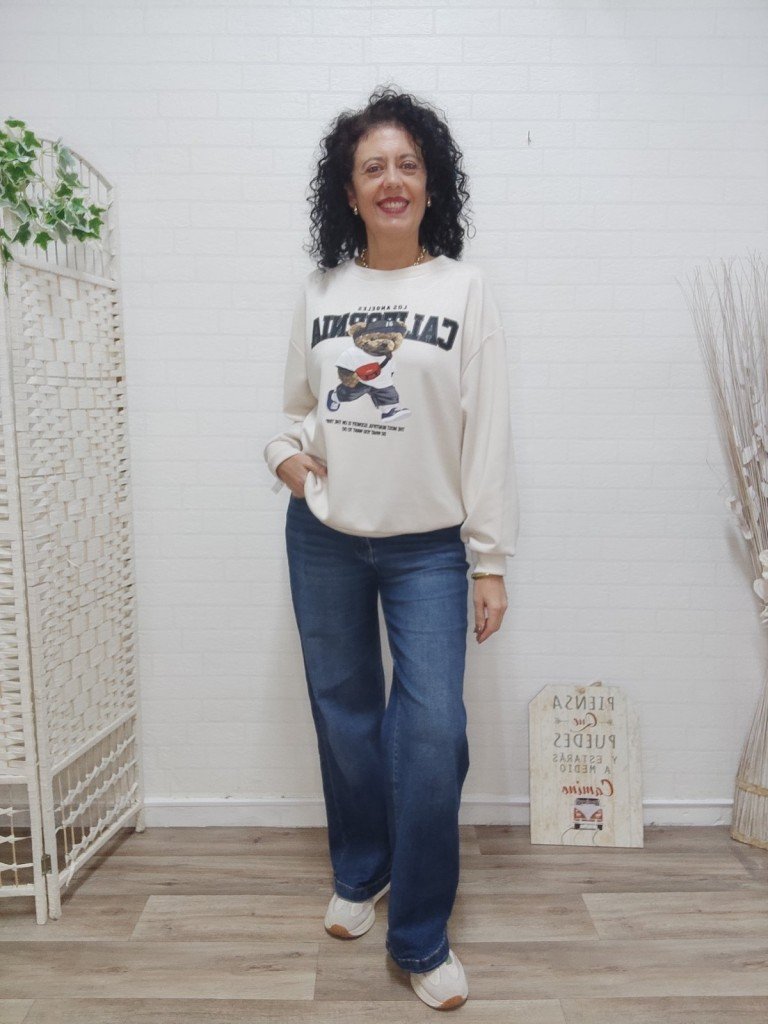 SUDADERA CALIFORNIA OSITO BEIGE.