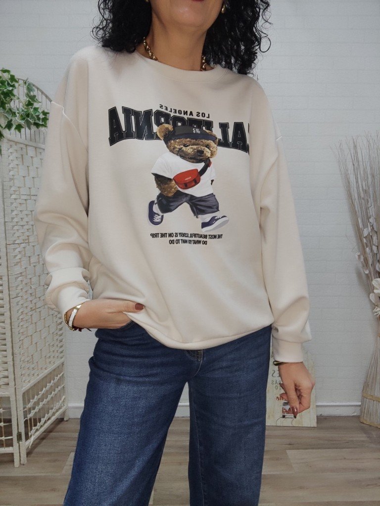 SUDADERA CALIFORNIA OSITO BEIGE.