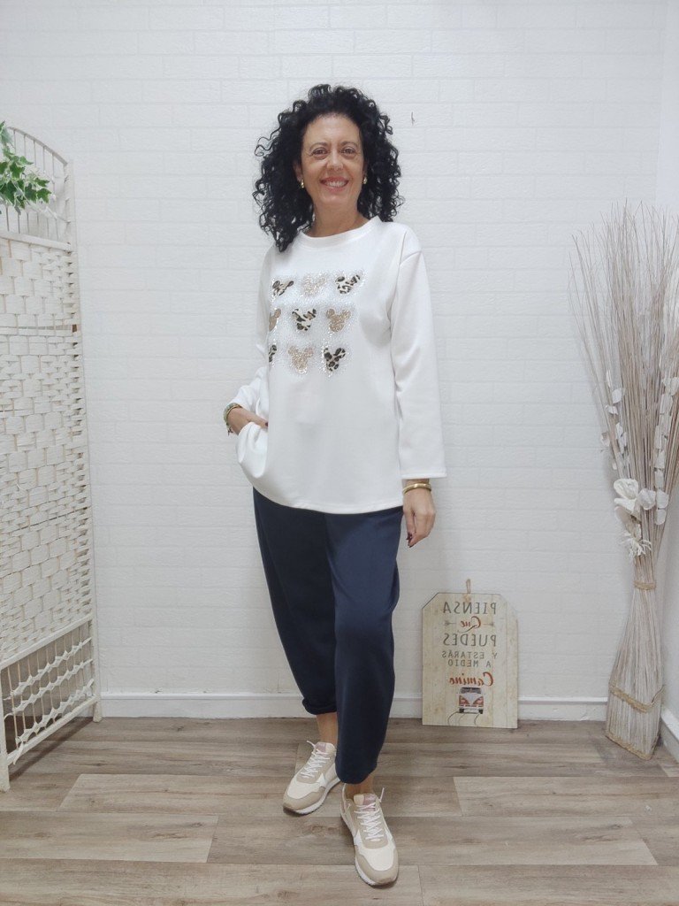 SUDADERA MOUSE BLANCA.