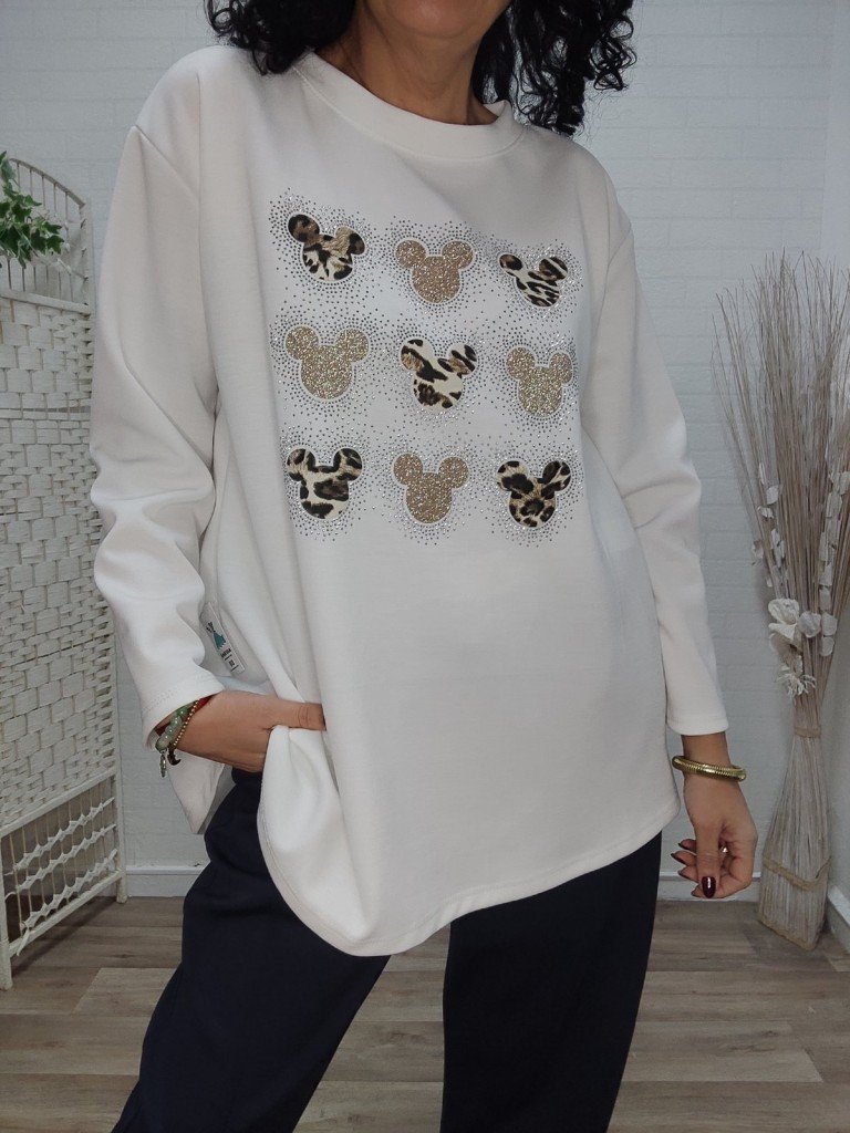 SUDADERA MOUSE BLANCA.