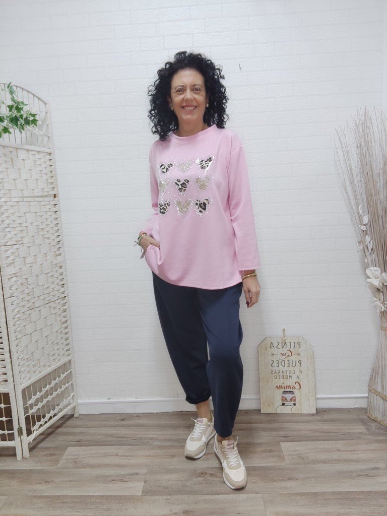 SUDADERA MOUSE ROSA.