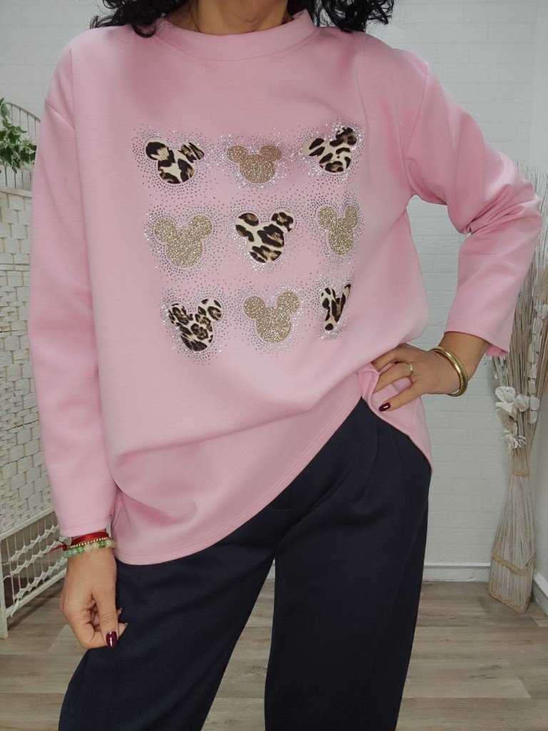 SUDADERA MOUSE ROSA.