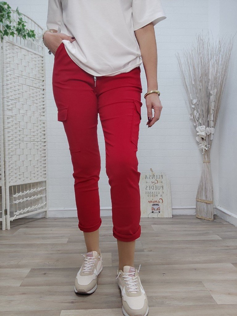 PANTALÓN BOMBERO ROJO.