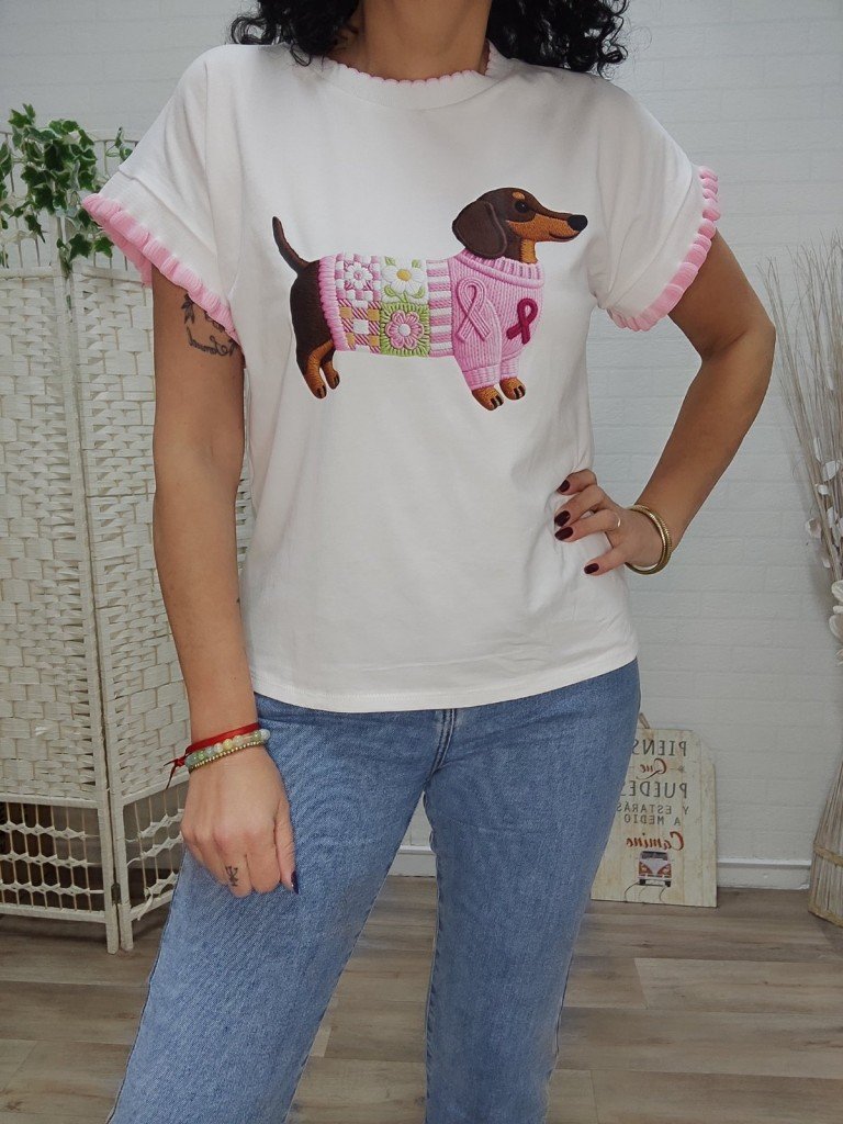 CAMISETA PERRITO ROSA. 2