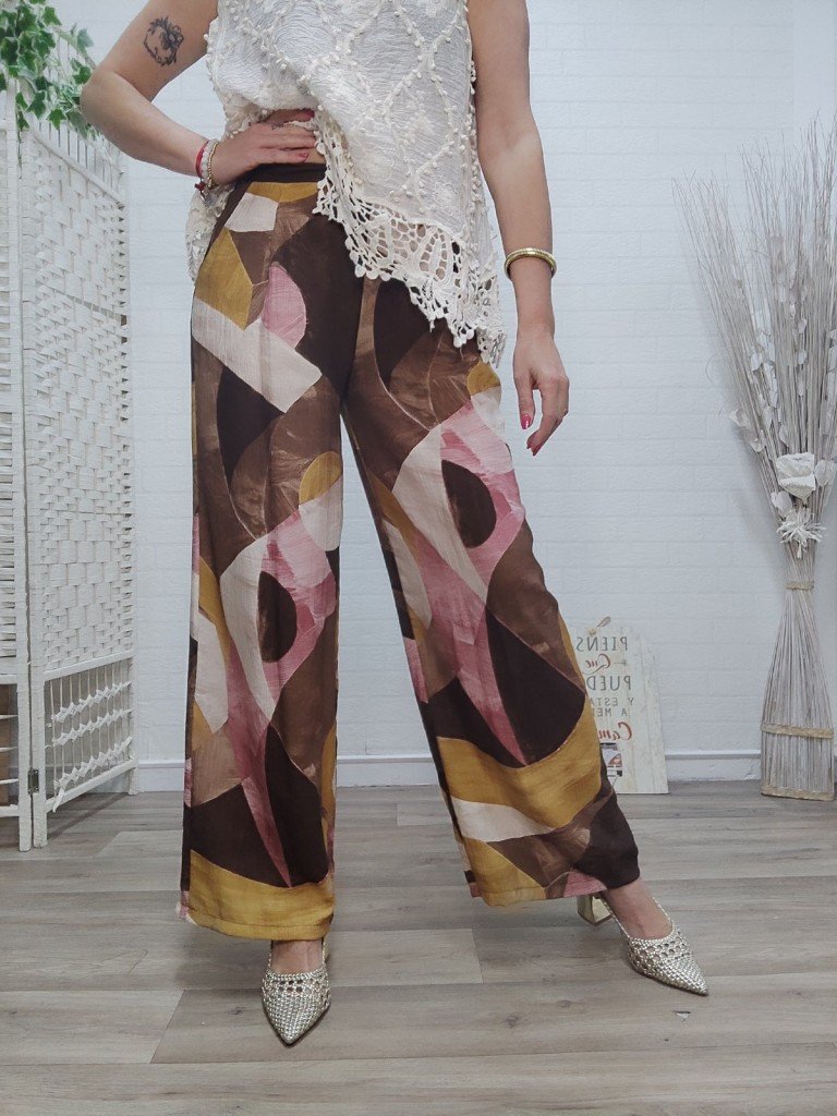PANTALON ACUARELA MARRÓN.