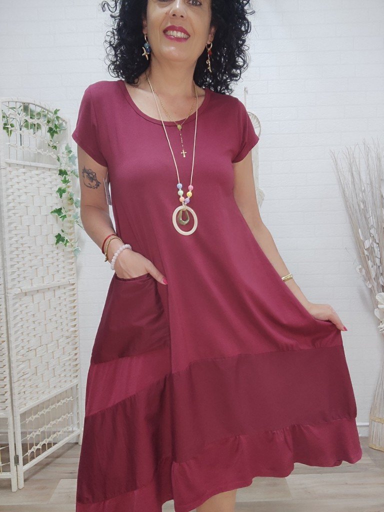 VESTIDO MARAVILLA BURDEOS.