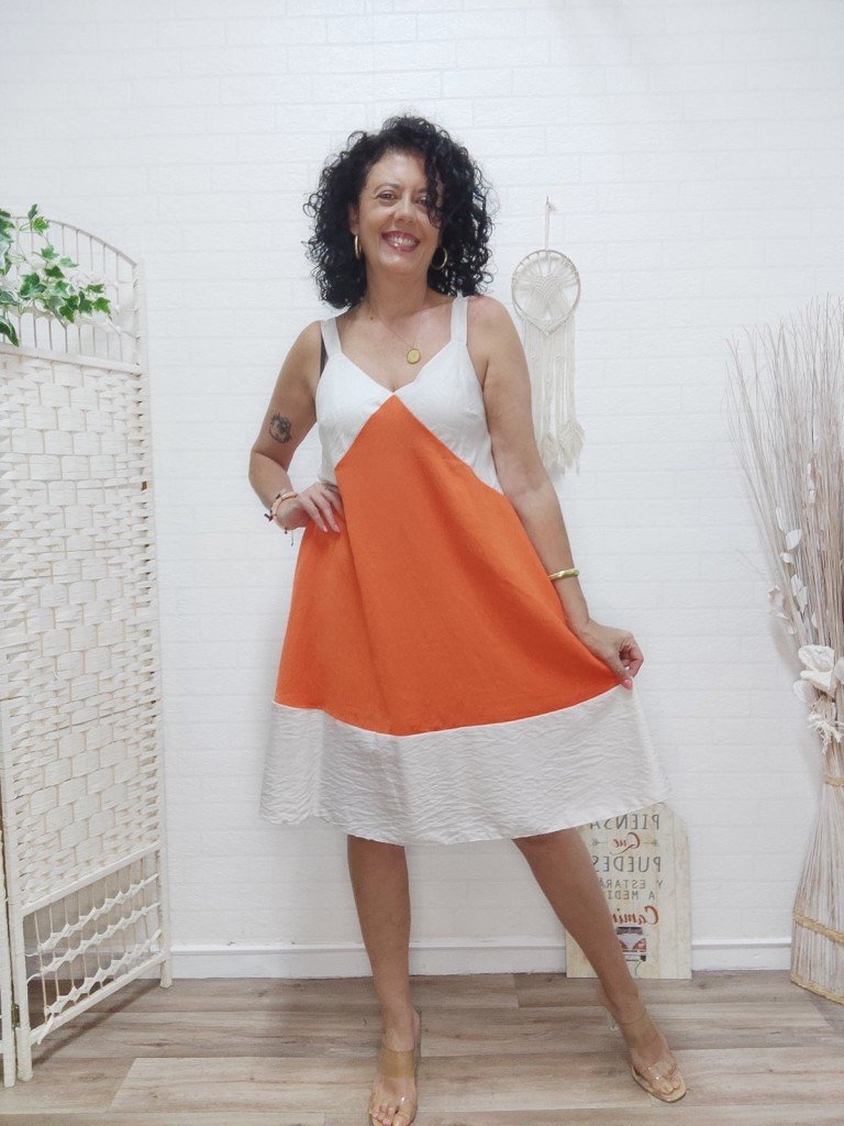 VESTIDO SARAYMA NARANJA.