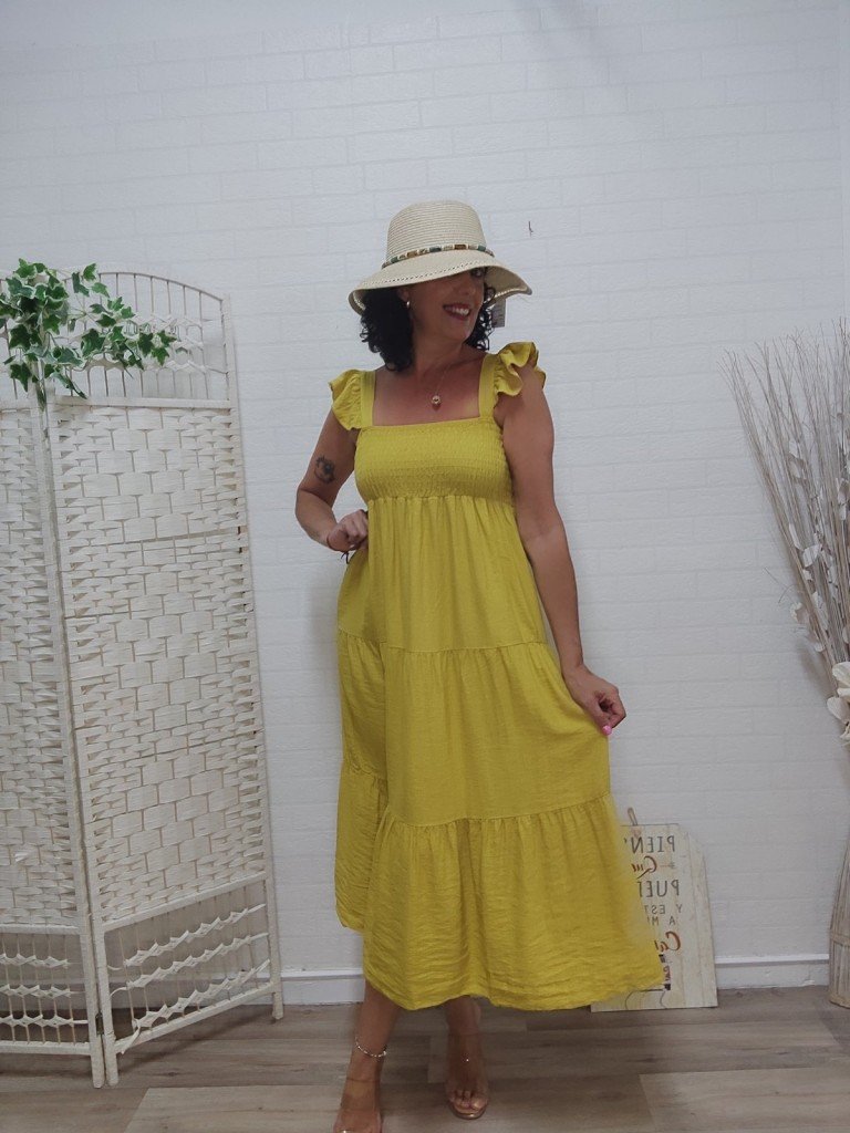 VESTIDO TOSCANA MOSTAZA.