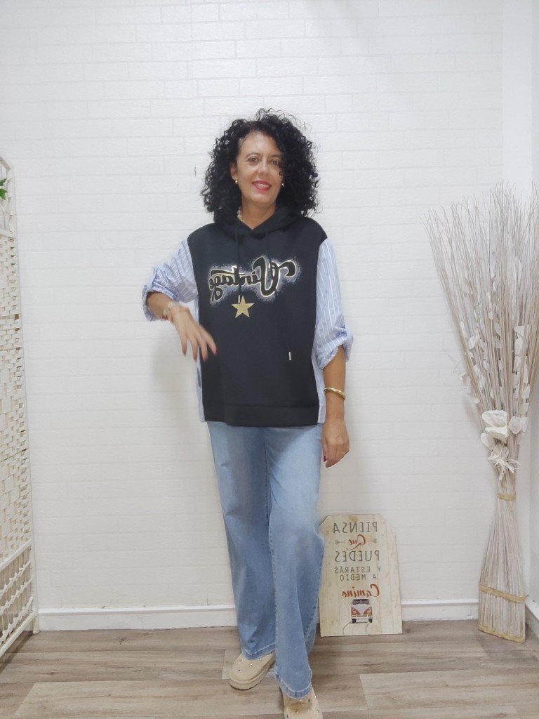 SUDADERA VINTAGE NEGRA.