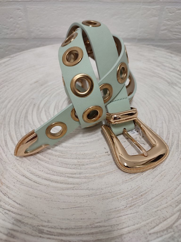 CINTURON HEBILLA VERDE PASTEL.