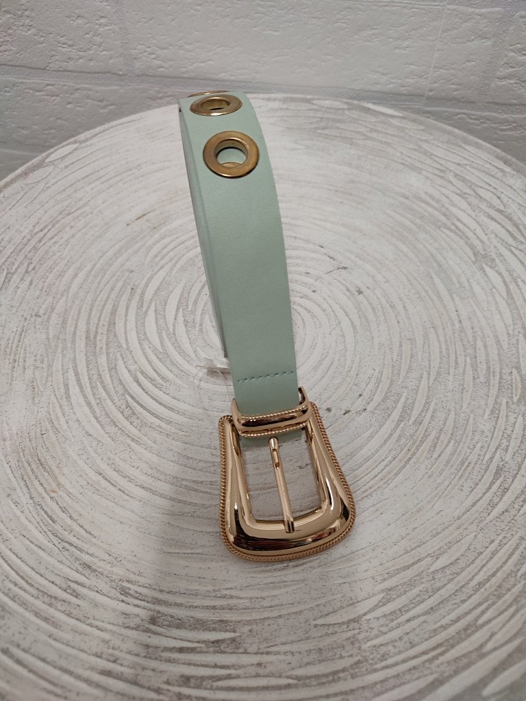 CINTURON HEBILLA VERDE PASTEL.