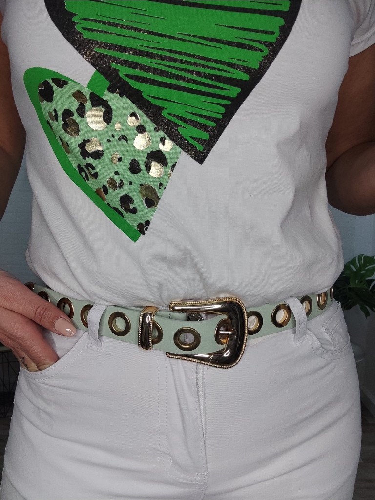 CINTURON HEBILLA VERDE PASTEL.