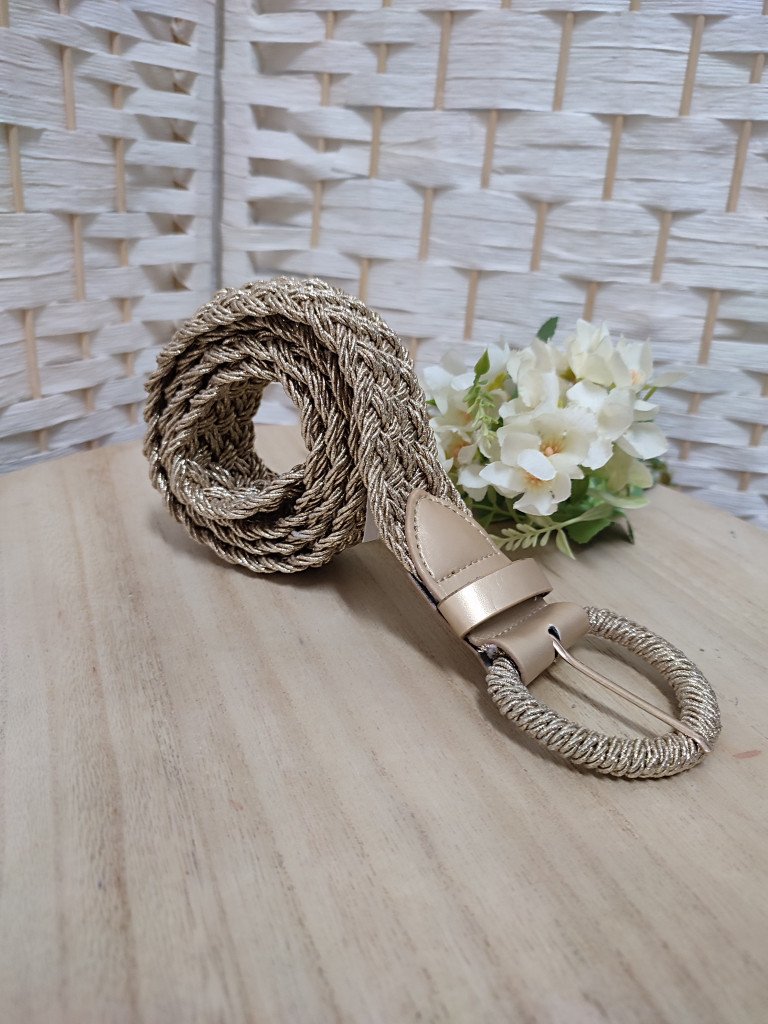 CINTURON TRENZA DORADO.