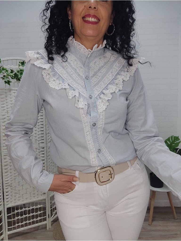 CAMISA  DENIM BORDADO.